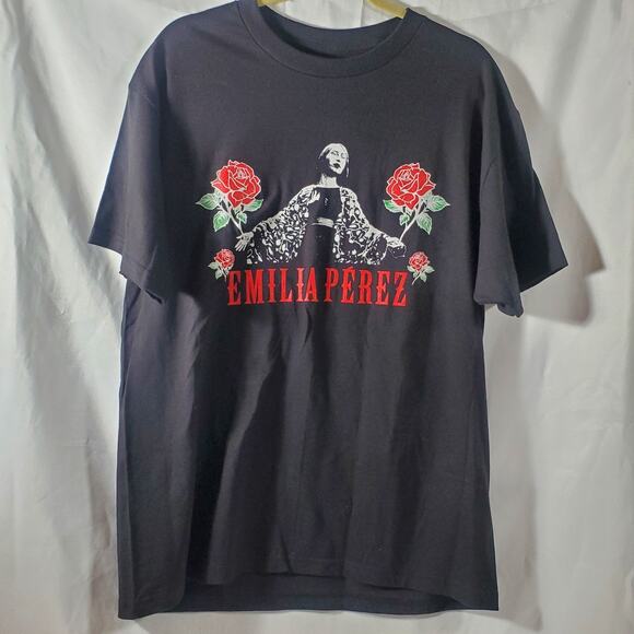 Emilia Perez T-Shirt Large Black Movie Promo Tee Selena Gomez Zoe Saldana Gascón - Picture 1 of 6